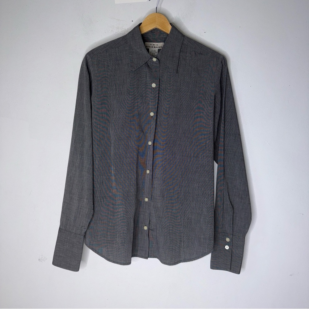 Vintage Aka Eddie‎ Bauer Grey Cotton Collar Button Down Medium